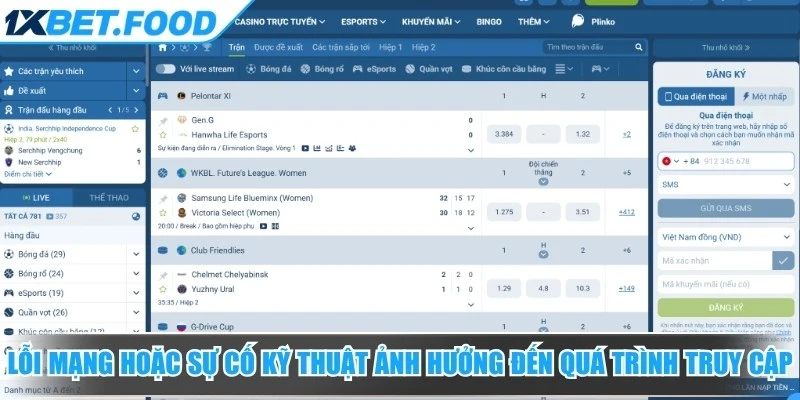Lỗi mạng hoặc sự cố kỹ thuật ảnh hưởng đến quá trình truy cập