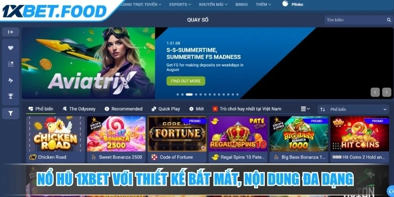 Nổ hũ 1xBet với thiết kế bắt mắt, nội dung đa dạng và cách chơi dễ tiếp cận